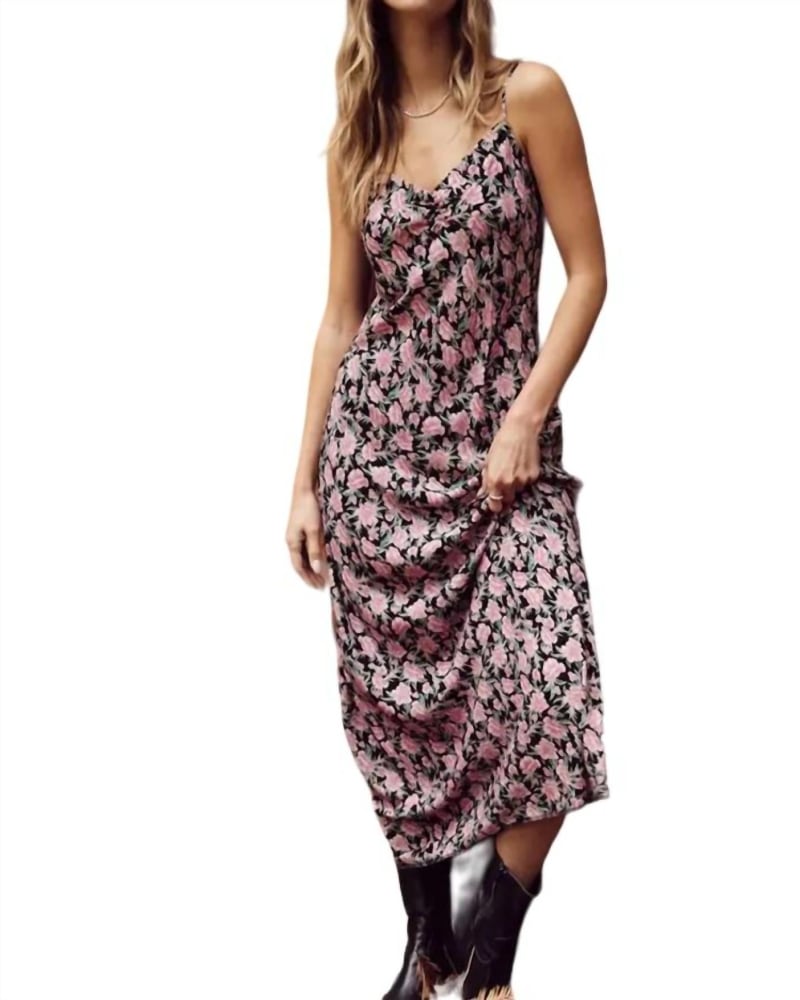 Front of a model wearing a size X-Large Lark Floral Slip Dress In Mauve in Mauve by Z Supply. | dia_product_style_image_id:359789